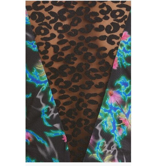 MACCAPANI Katie High Low Dress, Black Blue Floral, Size Large (8), Designer, NWT - Picture 7 of 11